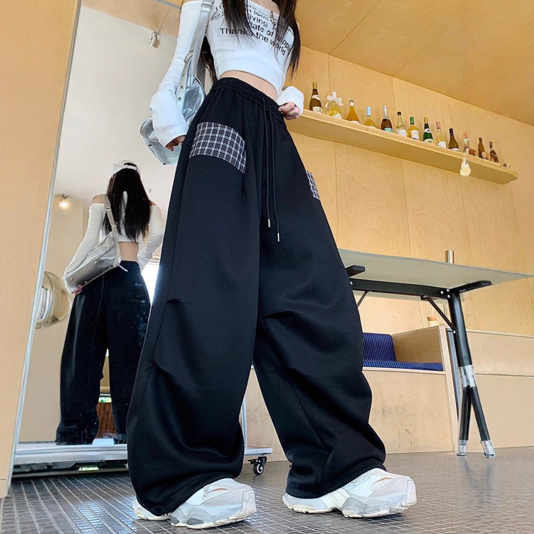 Style Casual Sweatpants for Women 3D Waist Panel, Plus Size Loose Fit Pear Shape Wide Leg Pants