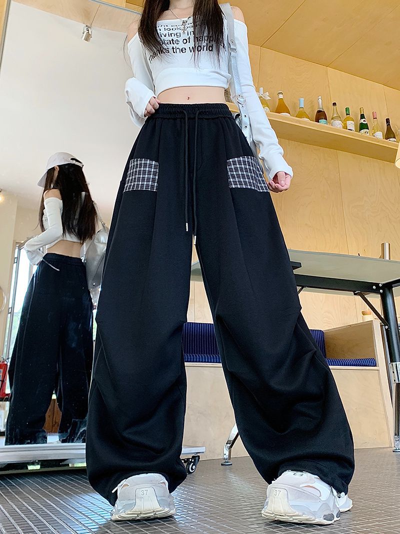 Style Casual Sweatpants for Women 3D Waist Panel, Plus Size Loose Fit Pear Shape Wide Leg Pants