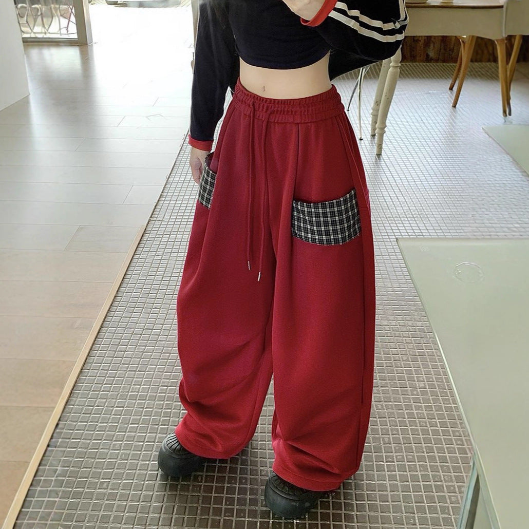 Style Casual Sweatpants for Women 3D Waist Panel, Plus Size Loose Fit Pear Shape Wide Leg Pants